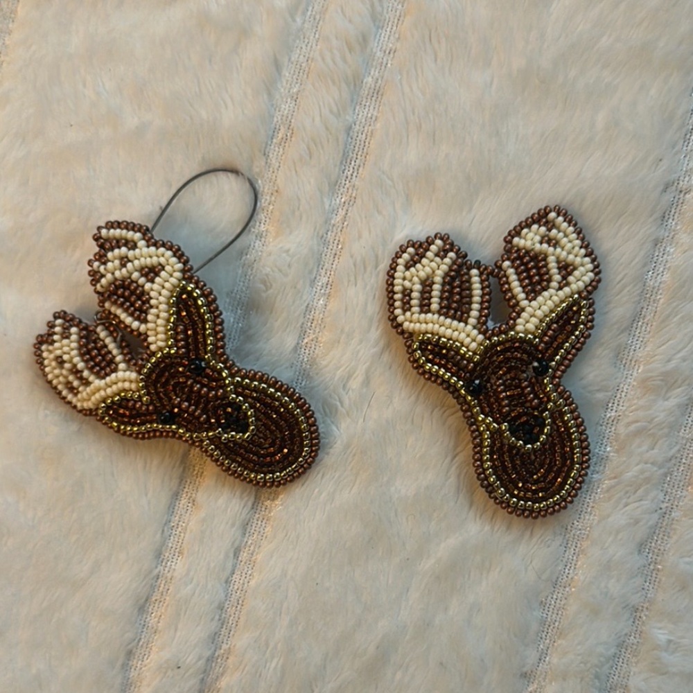 Beaded Deer Earrings